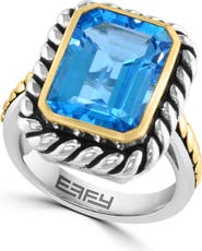 EFFY Two Tone Blue Topaz Ring