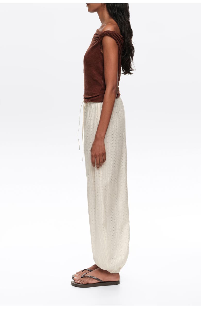 Bimba y Lola Linen Knot-Neckline Top, Alternate, color, Brown