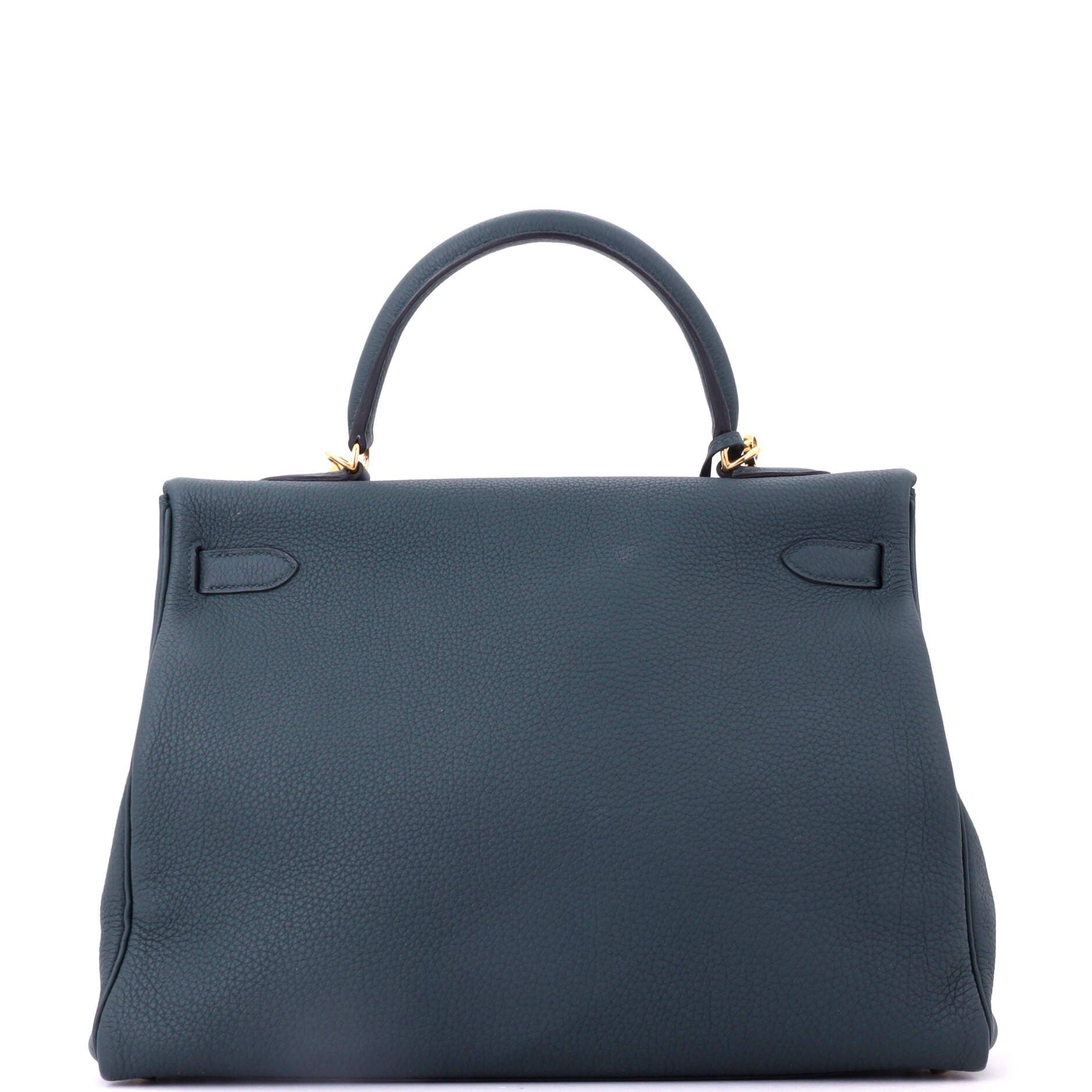 Pre-Owned Hermes Kelly Handbag Green Togo with Gold Hardware 35, Alternate, color, Vert Cypress