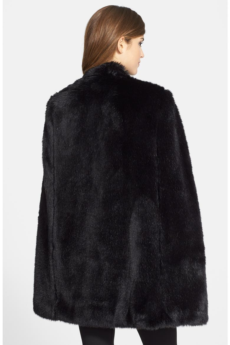 Faux Fur Cape, Alternate, color, RICH BLACK