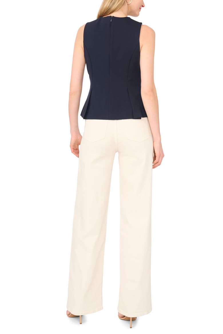 Pleated Ponte Peplum Top, Alternate, color, BARITONE BLUE