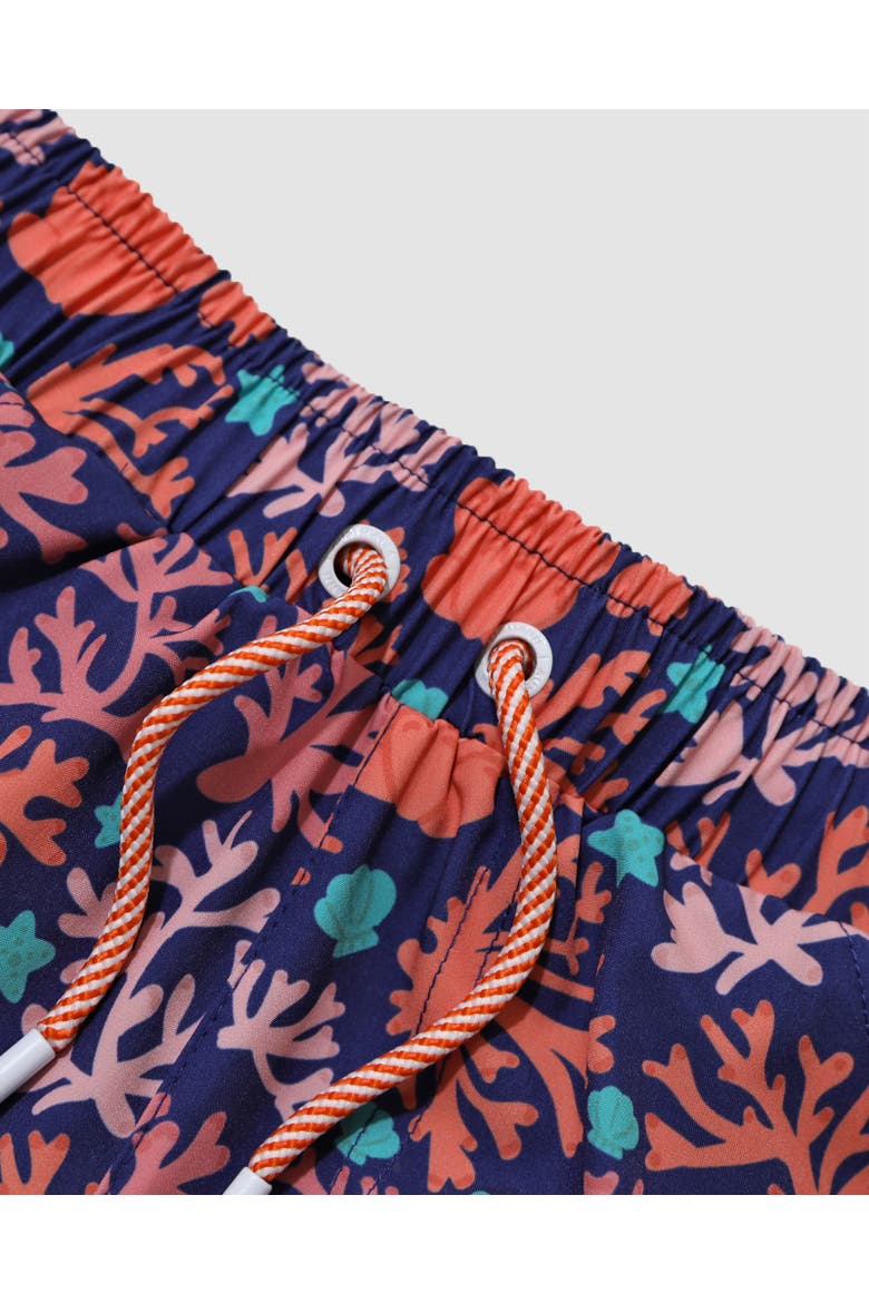 Boy's Swim Shorts, Alternate, color, Dark Blue/Coral