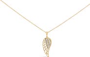 Haus of Brilliance Gold Vermeil Diamond Accent Angel Wing Pendant Necklace