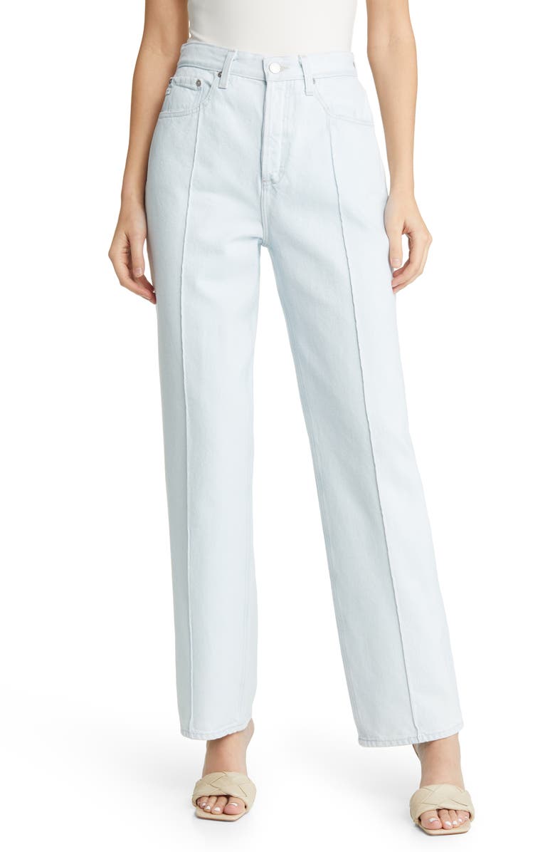 AG Clove Pintuck High Waist Straight Leg Jeans, Main, color, Retreat