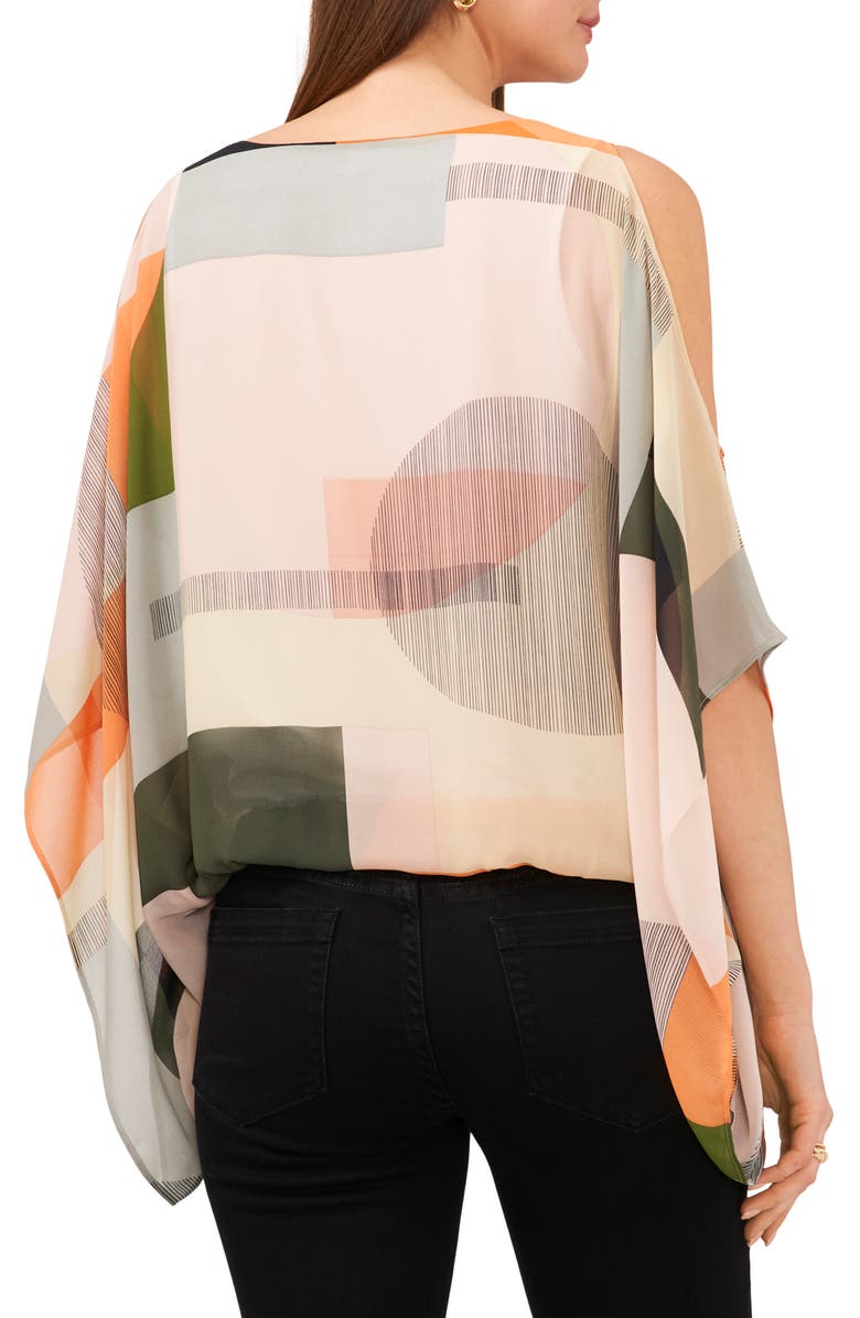 Vince Camuto Abstract Print Batwing Sleeve Chiffon Blouse, Alternate, color,