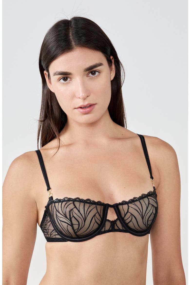 Envolee N°9 Embroidered Underwire Bra, Alternate, color, BLACK