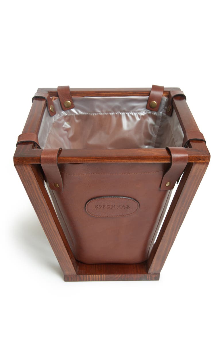 Winslow Leather Wastebasket, Alternate, color, Chocolate