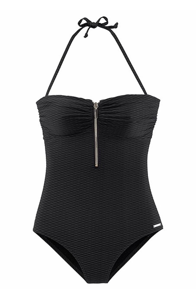 LASCANA Women's Bandeau One Piece Size 12A/B, Alternate, color, Black