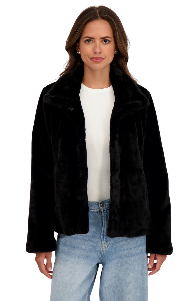 Sebby Short Faux Fur Jacket, Alternate, color, Black
