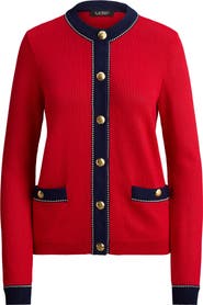Lauren Ralph Lauren Two-Tone Trim Cardigan