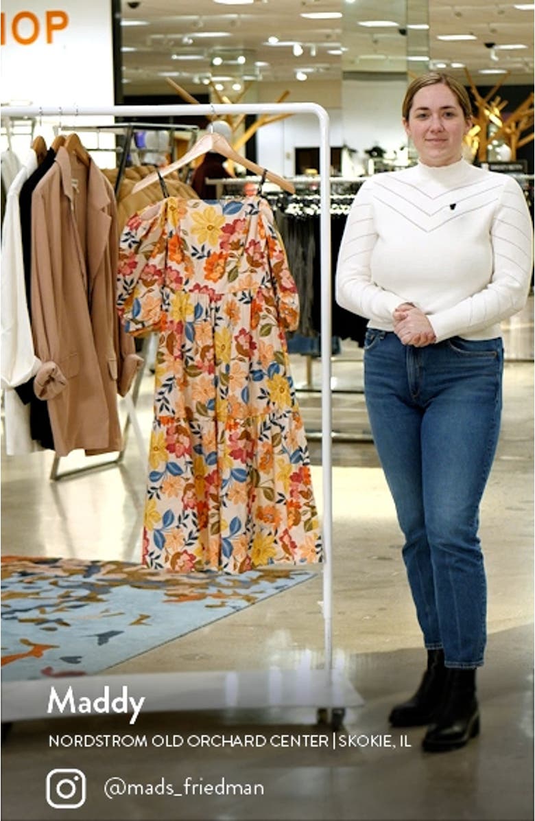 Floral Off the Shoulder Stretch Cotton Midi Dress, sales video thumbnail