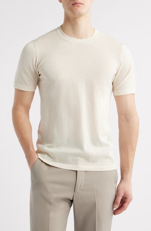 Jack Victor Wellington Heathered Cotton & Silk Crewneck T-shirt In Ecru