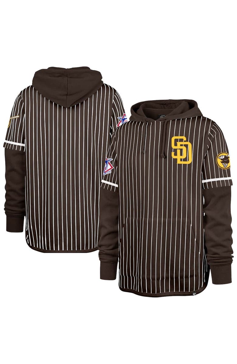 
47 Men
s 
47  Brown San Diego Padres Pinstripe Double Header Pullover Hoodie, Main, color, 