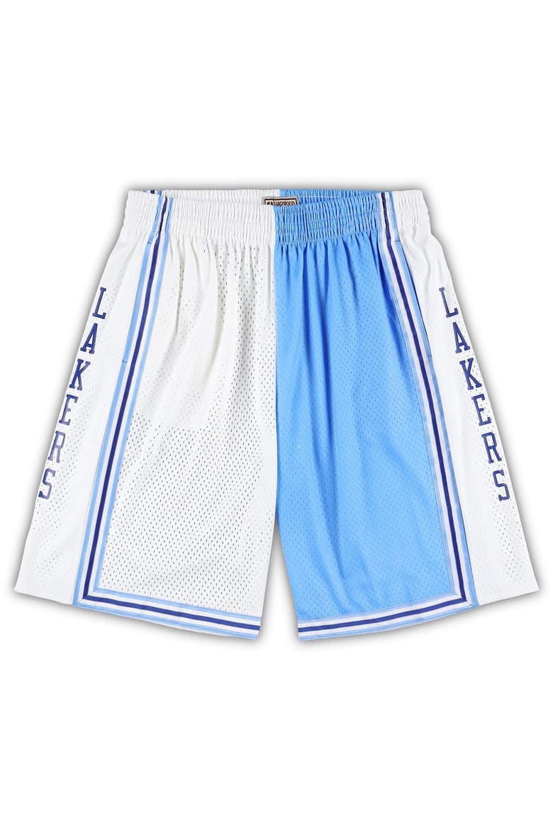 Men's Mitchell & Ness Powder Blue/White Los Angeles Lakers Big & Tall Hardwood Classics Split Swingman Shorts, Main, color, Powder Blue