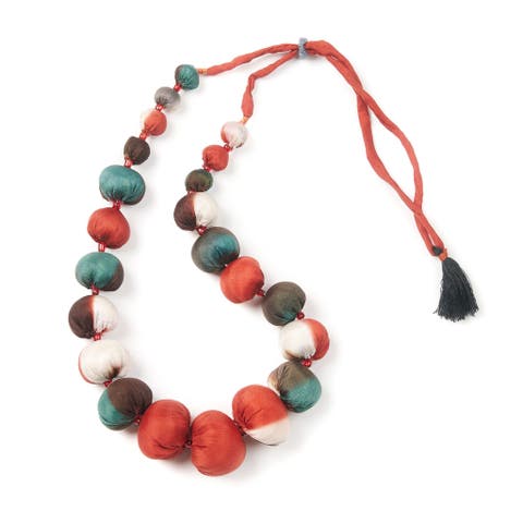 Mihika Silk Beaded Necklace Modern Artisanal