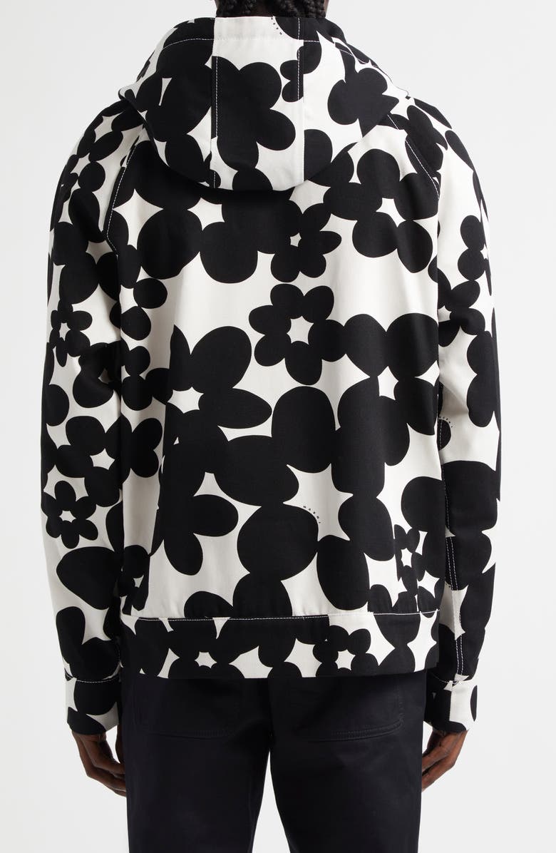 Marni Dillies Floral Cotton Gabardine Zip Hoodie, Alternate, color, 