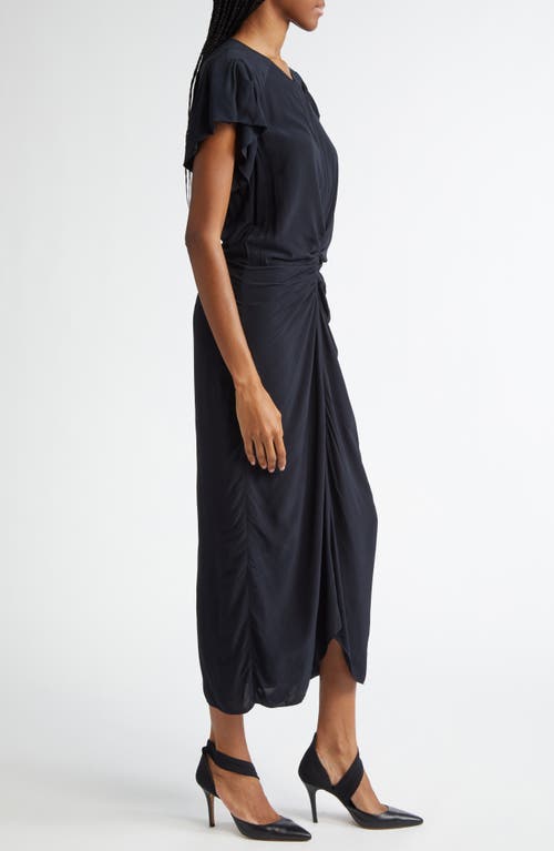 ISABEL MARANT ISABEL MARANT TERENA RUCHED CAP SLEEVE MIDI DRESS 