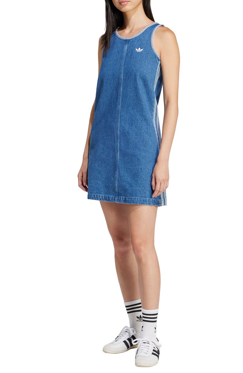 adidas Originals Adicolor 3-Stripes Sleeveless Denim Dress, Main, color,