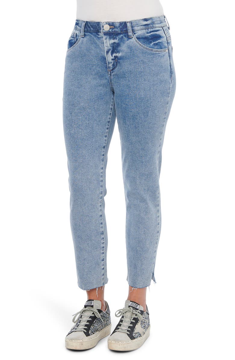 Wit & Wisdom Ab-Solution High Waist Raw Hem Straight Leg Jeans, Main, color, 