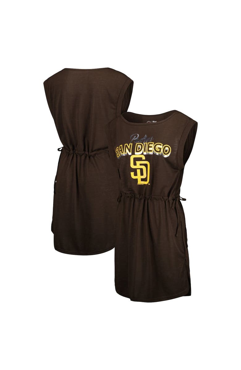 G-III 4HER BY CARL BANKS Women's G-III 4Her by Carl Banks Brown San Diego Padres G.O.A.T Swimsuit Cover-Up Dress, Main, color, Brown