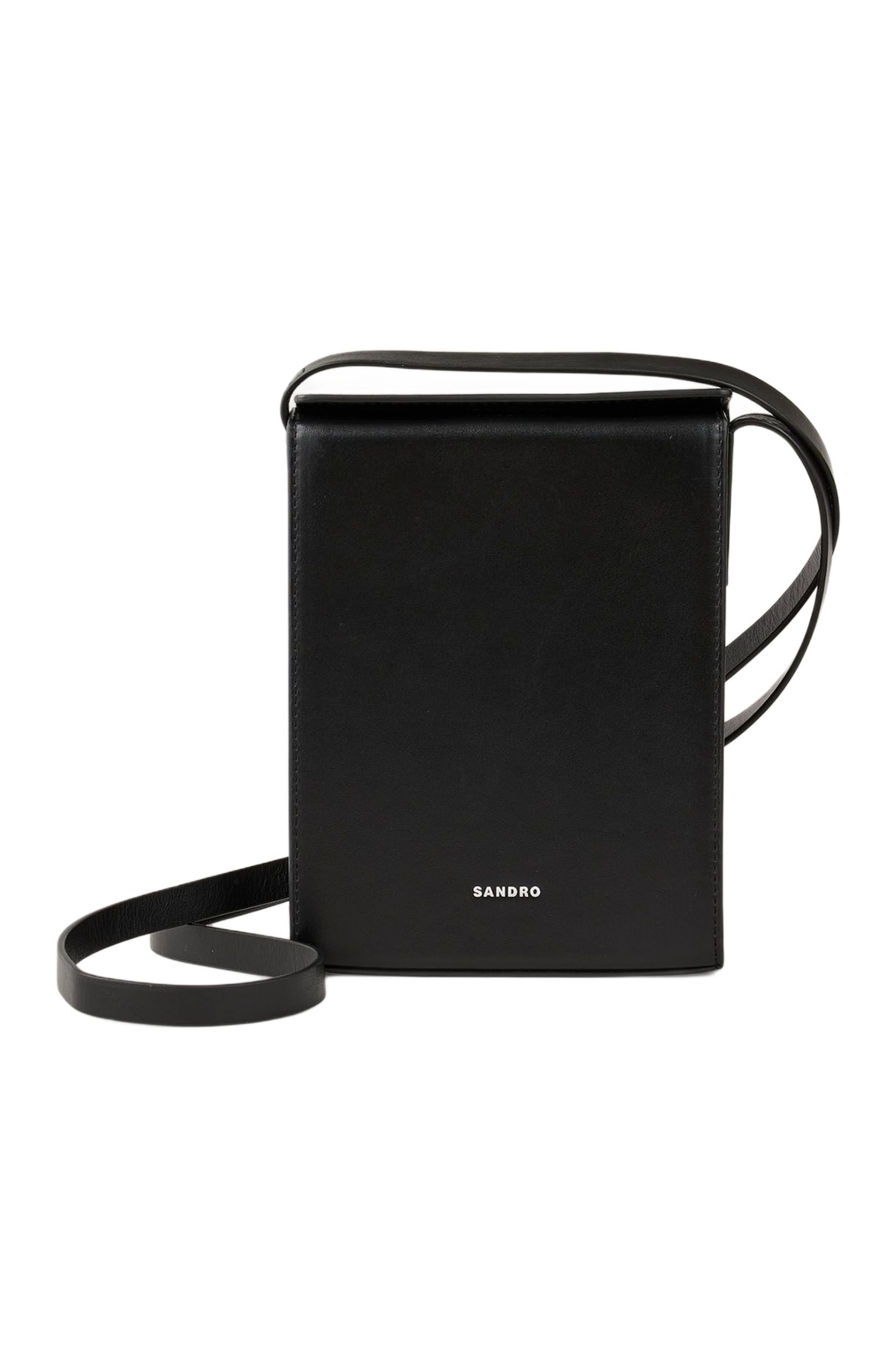 SANDRO Leather shoulder bag, Main, color, 