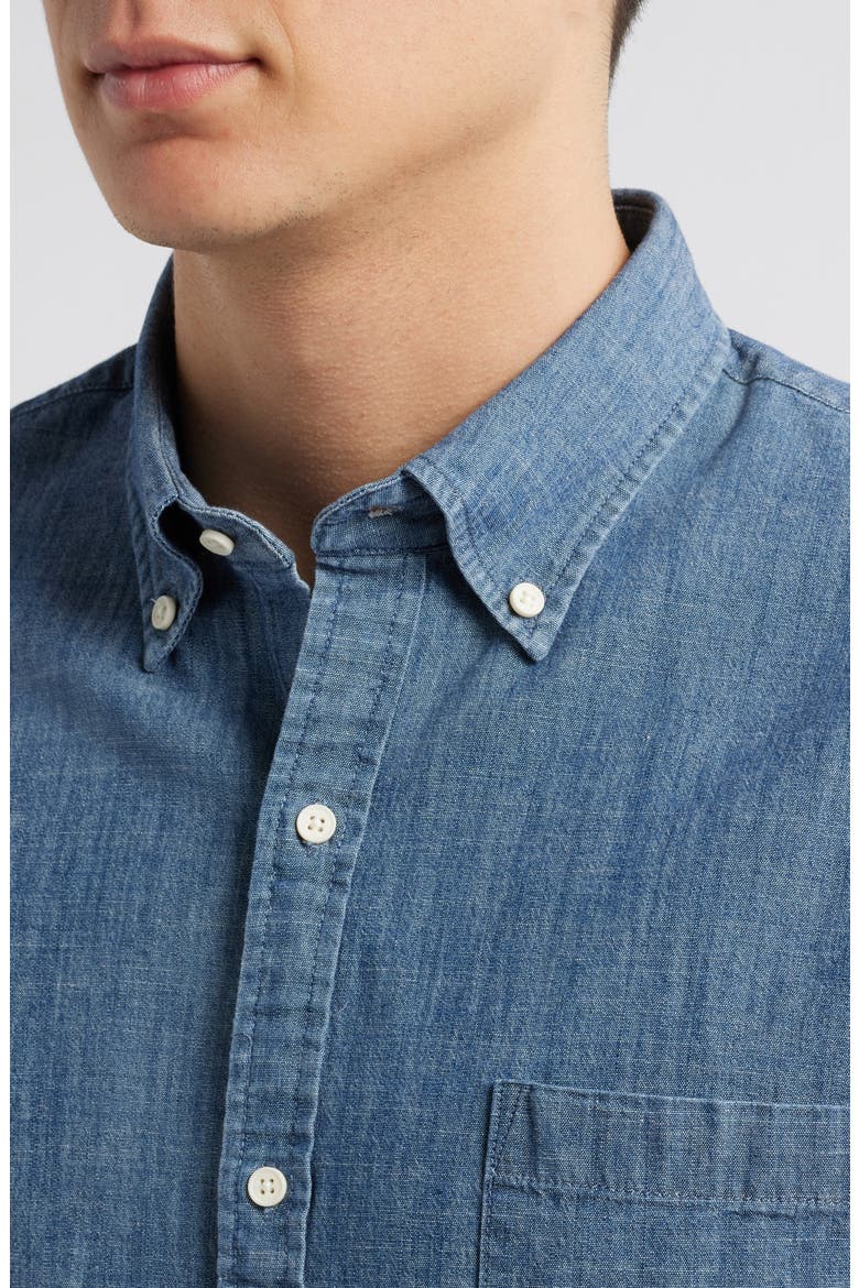 Tamworth Cotton Stretch Chambray Button-Down Shirt, Alternate, color, INDIGO