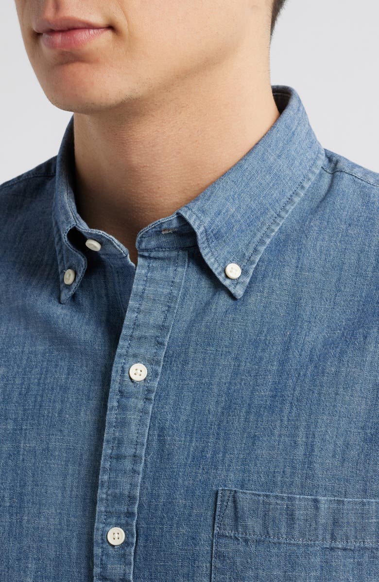 Peter Millar Tamworth Cotton Stretch Chambray Button-Down Shirt, Alternate, color, 