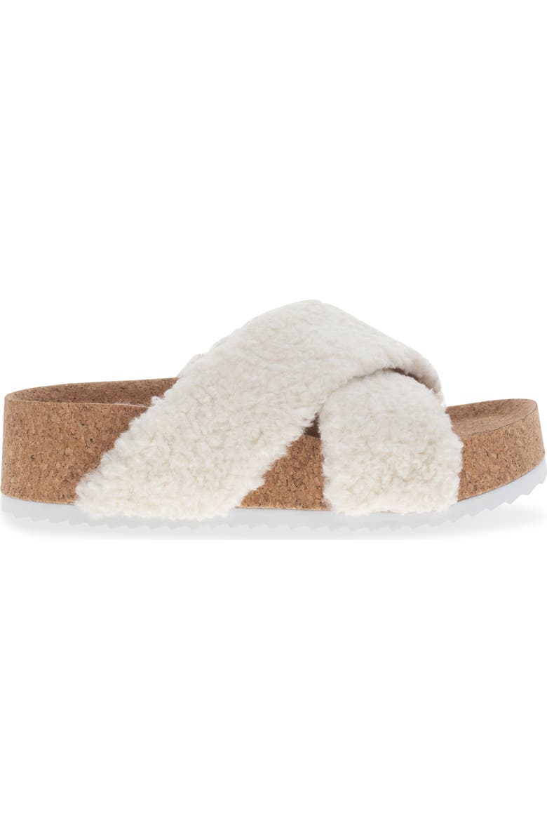 Chooka Annie Crossband Faux Shearling Slide Sandal, Alternate, color,