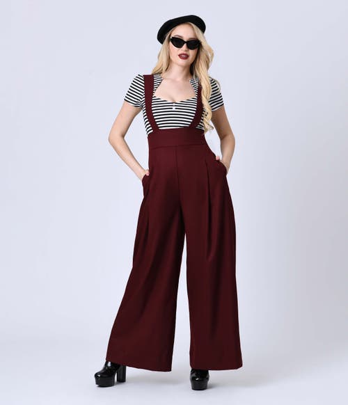 Unique Vintage Wide Leg Rochelle Suspender Pants In Black