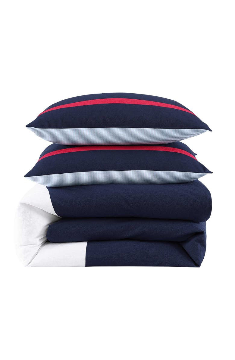 Tommy Hilfiger Iconic Anniversary Seersucker Duvet Cover & Shams Set, Main, color, Navy