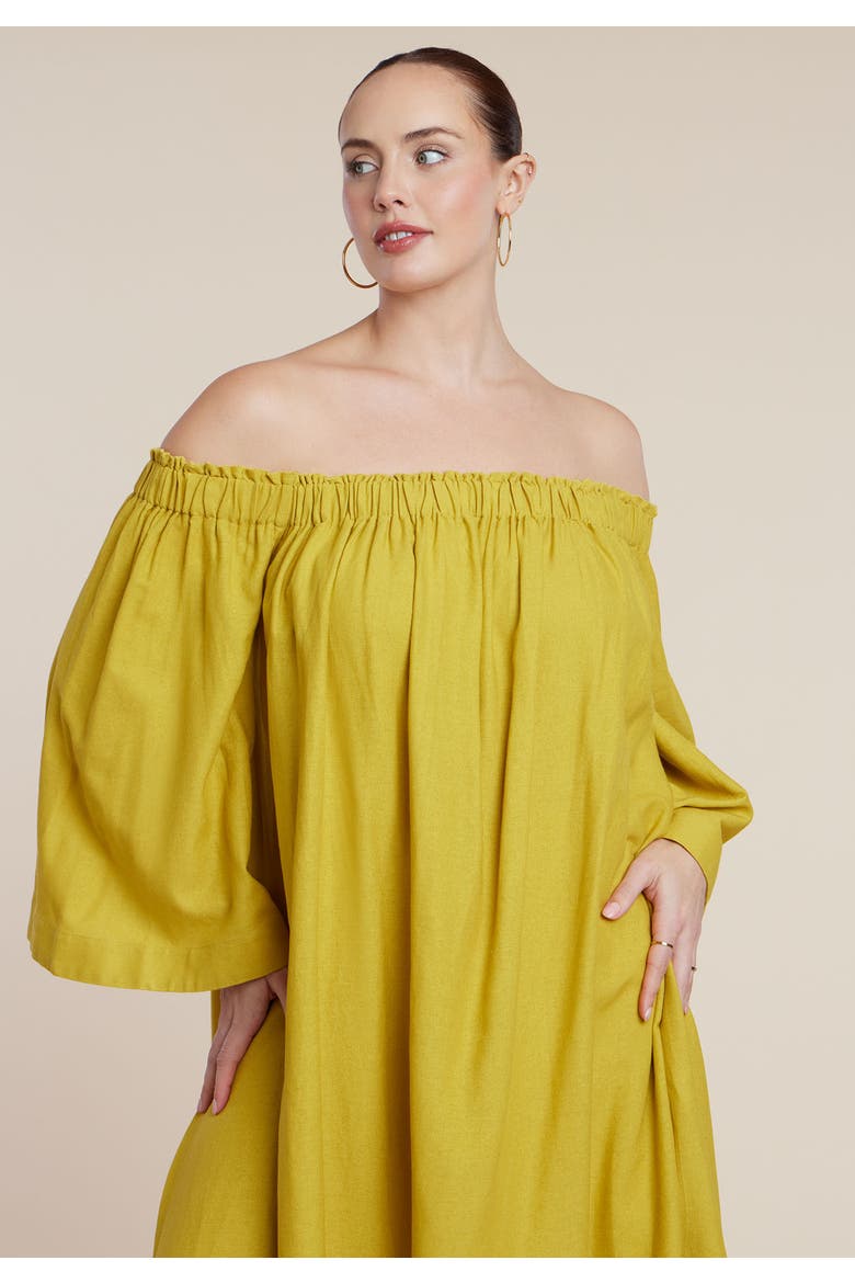 Off The Shoulder Easy Maxi Dress, Alternate, color, CHARTREUSE