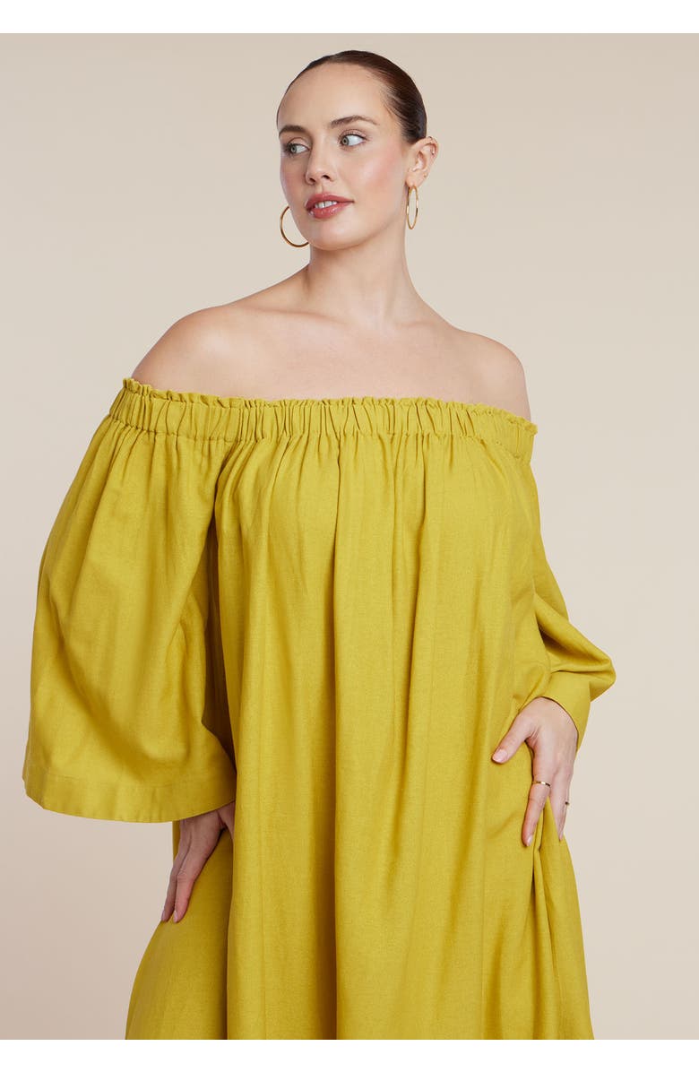 ELOQUII Off The Shoulder Easy Maxi Dress, Alternate, color, Chartreuse