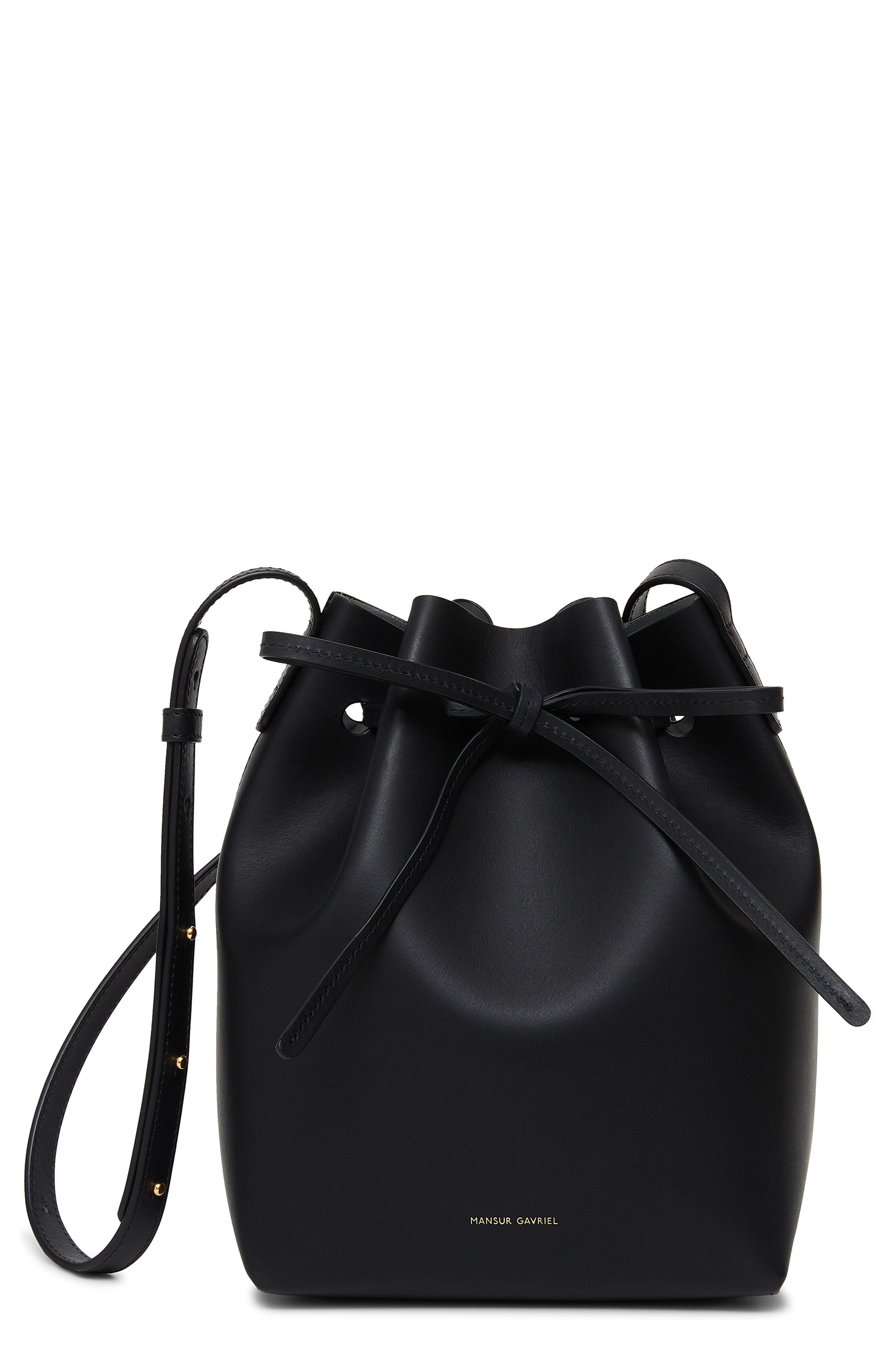 Mansur Gavriel Mini Leather Bucket Bag, Main, color, 