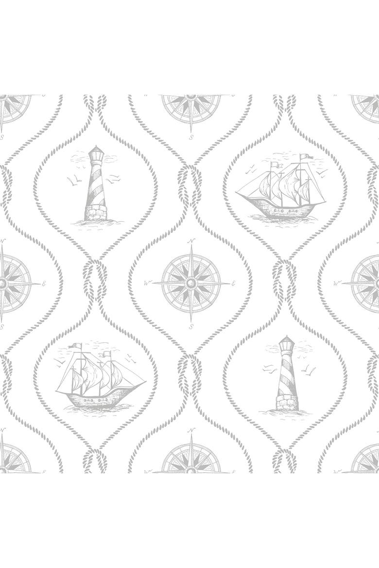 Maritime Compass Linen Euro Pillow with Down Alternative Insert, Alternate, color, Grey