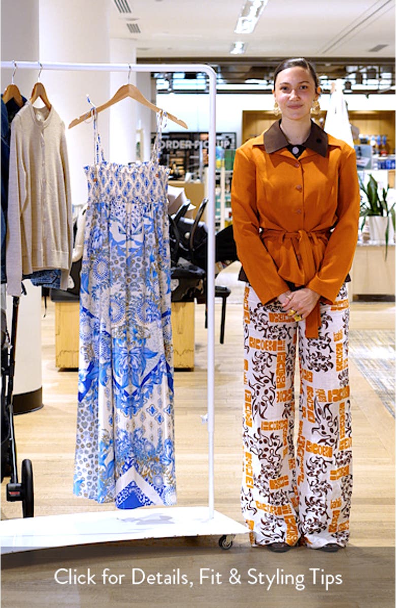 Print Smocked Bodice Tie Shoulder Maxi Dress, sales video thumbnail