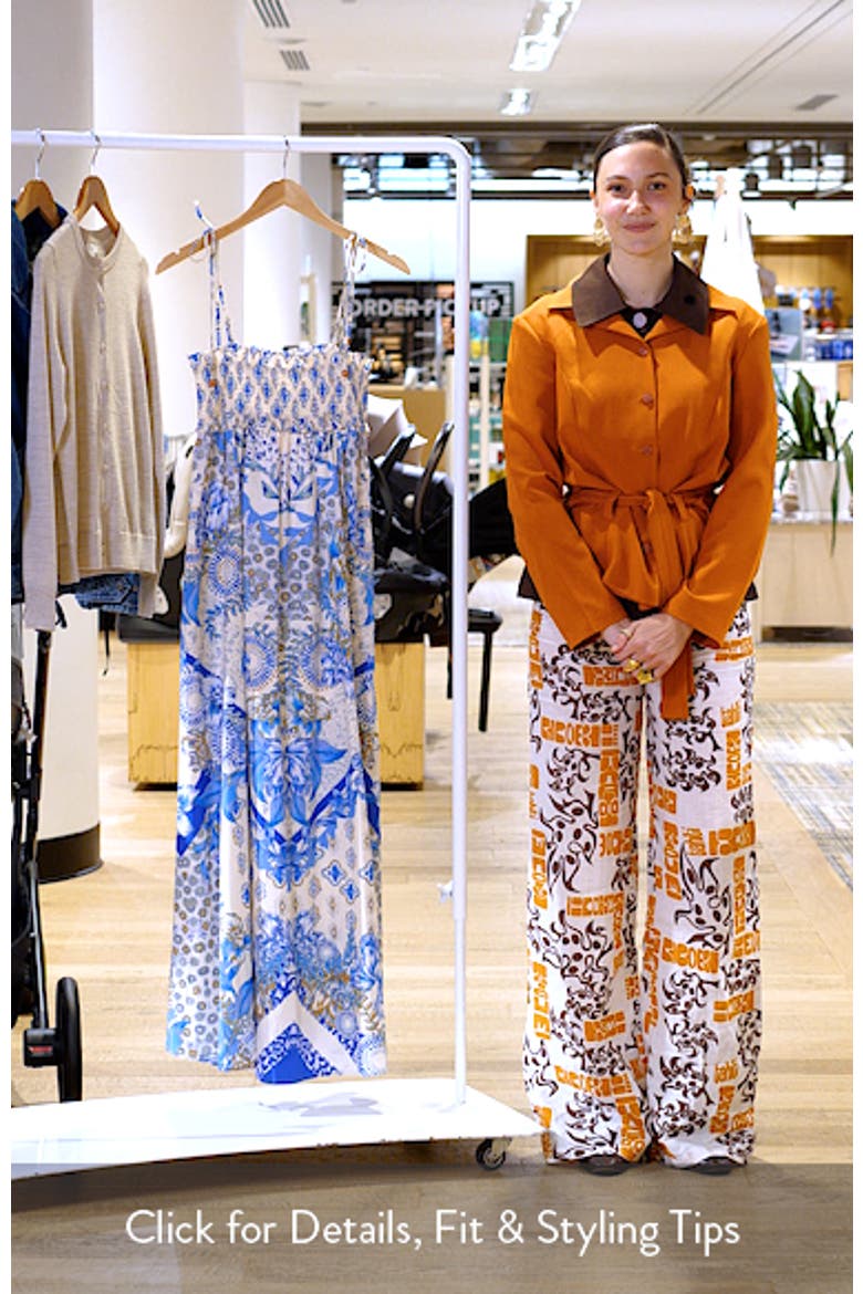 Print Smocked Bodice Tie Shoulder Maxi Dress video