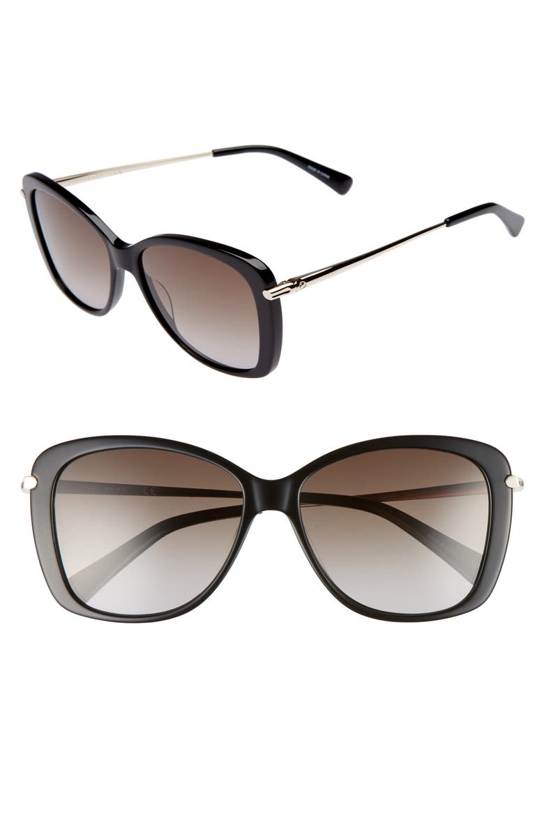 56mm Gradient Lens Butterfly Sunglasses, Main, color, BLACK
