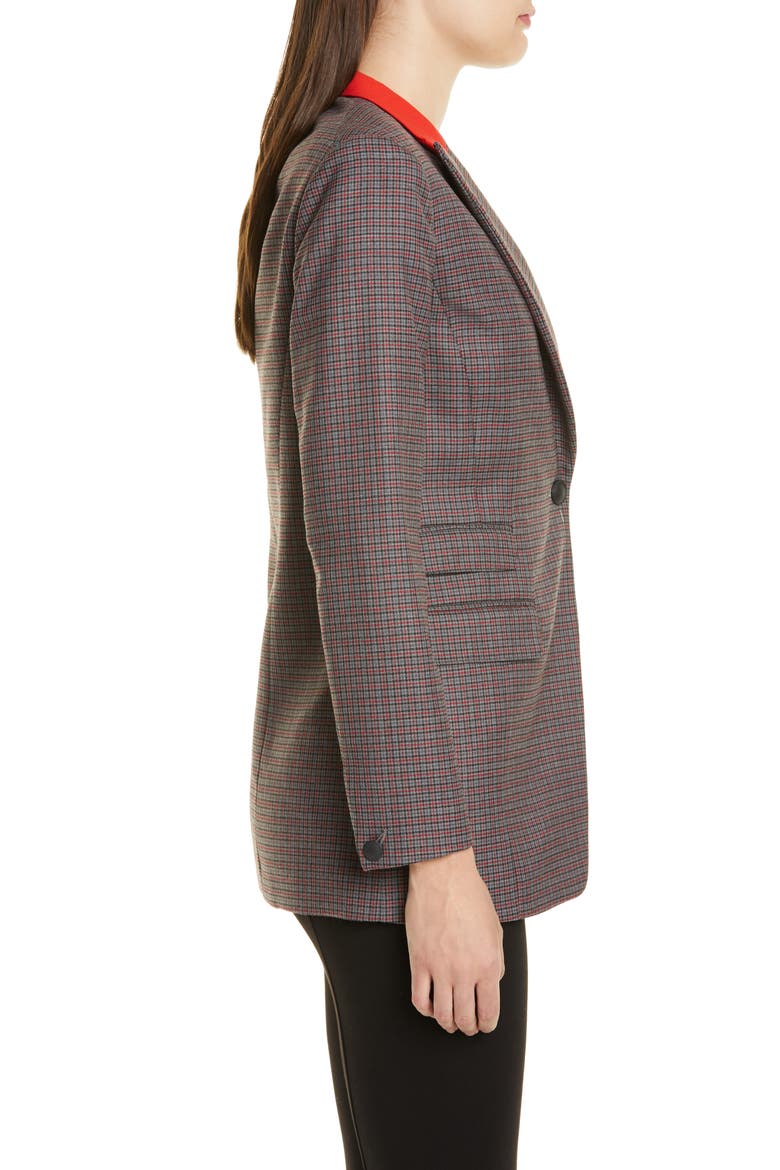Paloma Check Stretch Wool Blend Blazer, Alternate, color, CHARCOAL