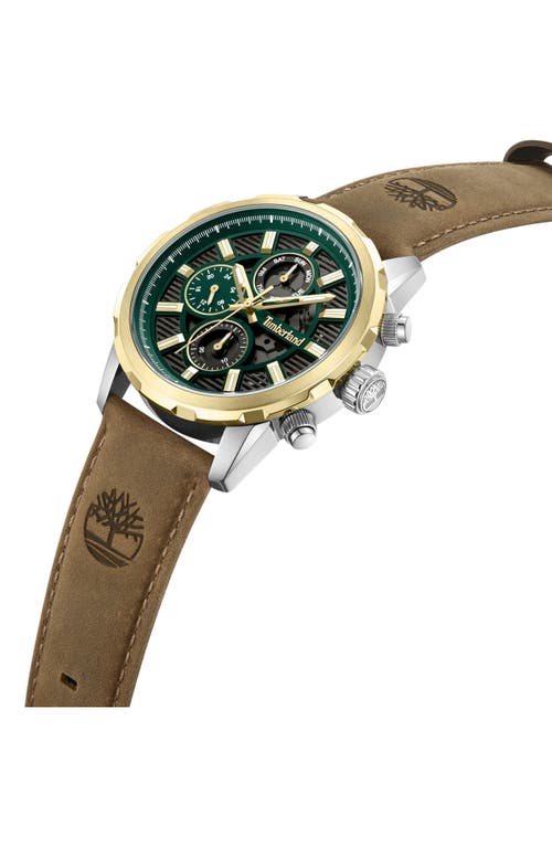 Timberland Hampton Harbour Multifunction Chronogrpah Leather Strap Watch, 46mm In Dark Brown