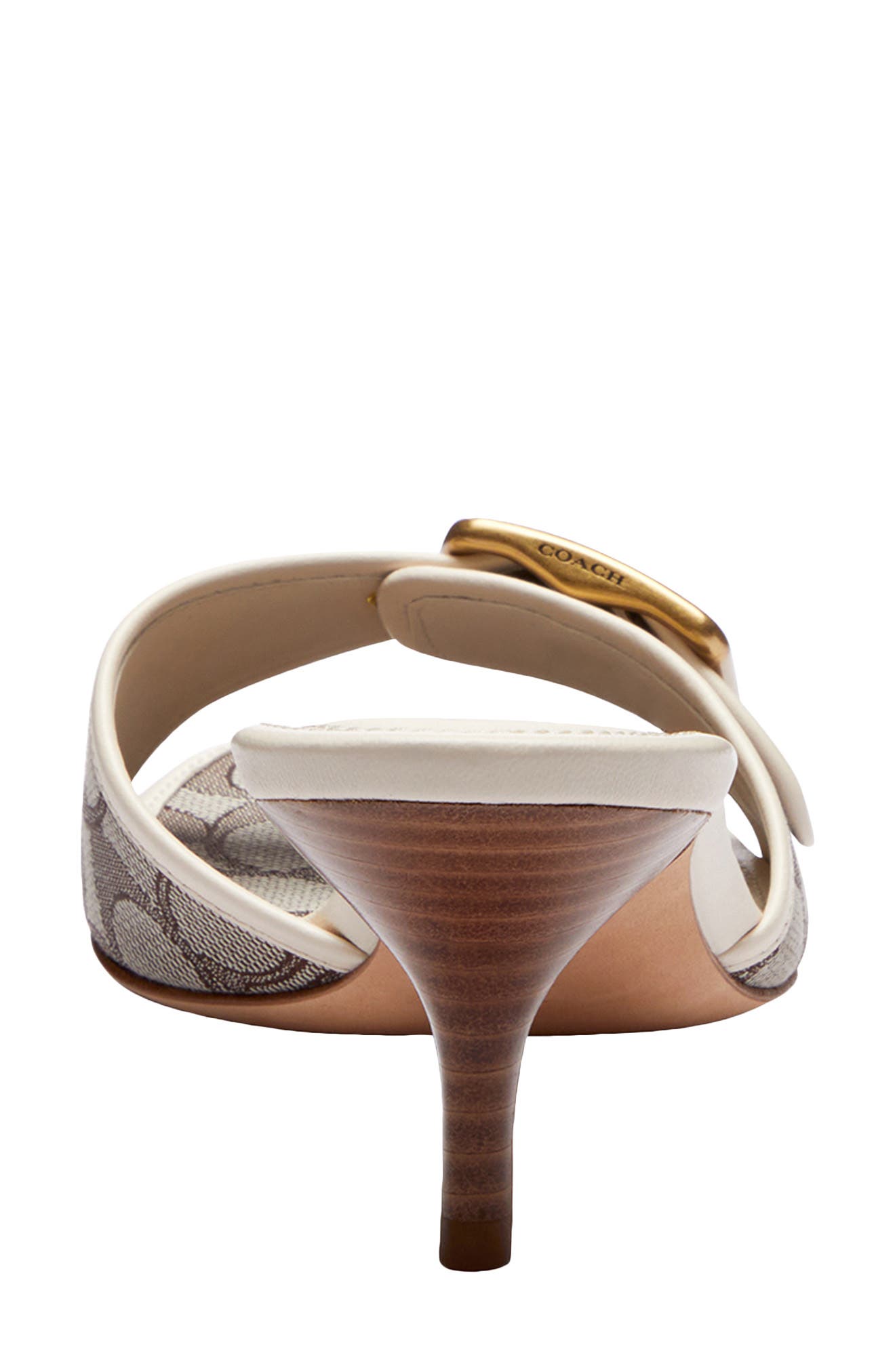 COACH Margot Signature Jacquard Slide Sandal, Alternate, color, Oak/Chalk