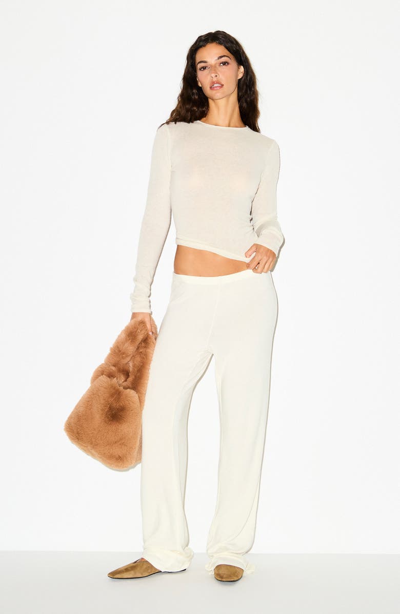 SKIMS Featherweight Cashmere Long Sleeve Top, Alternate, color, Egret