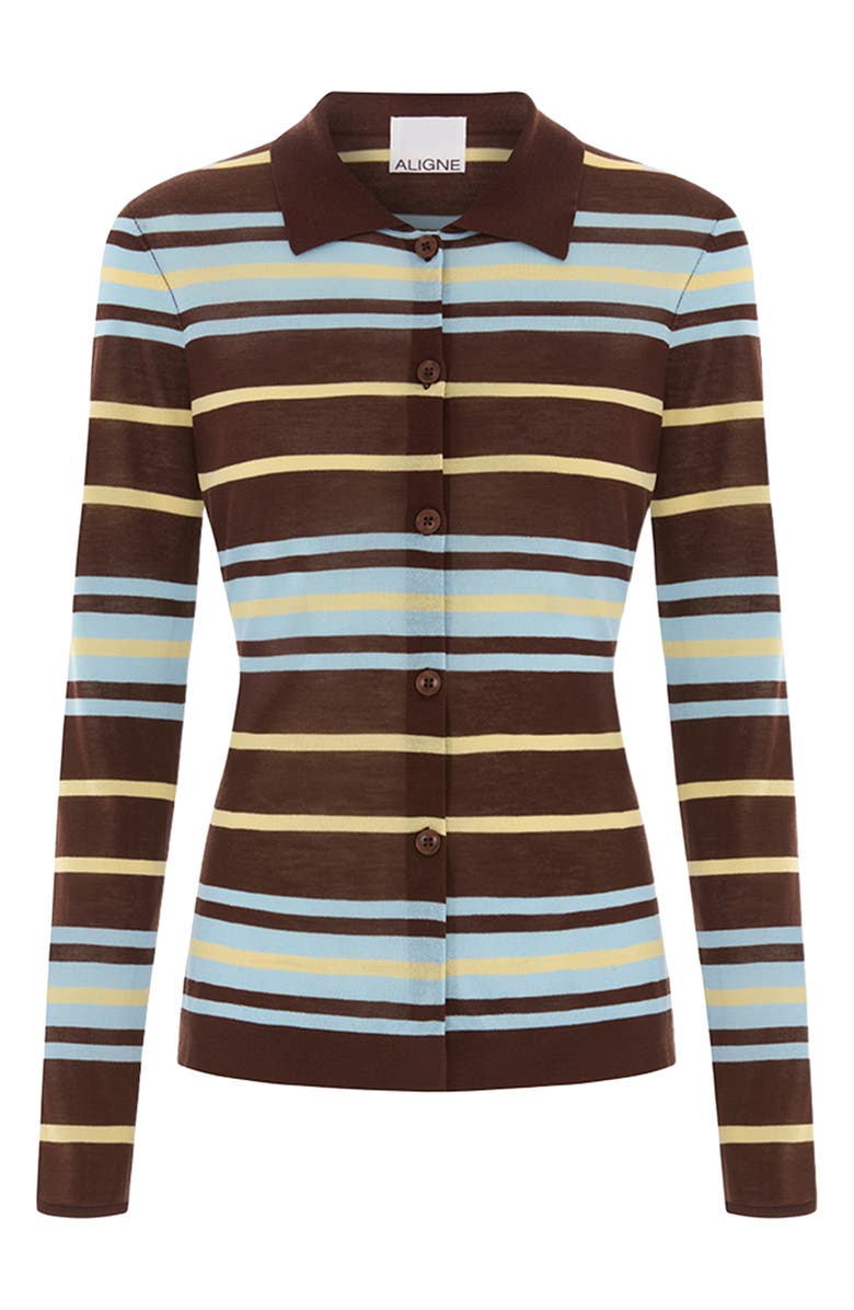 ALIGNE Sue Ellen Stripe Button-Up Top, Alternate, color, Brown Stripe