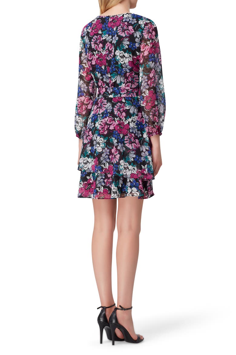 Print Long Sleeve Faux Wrap Dress, Alternate, color, BLACK BERRY BLOOM