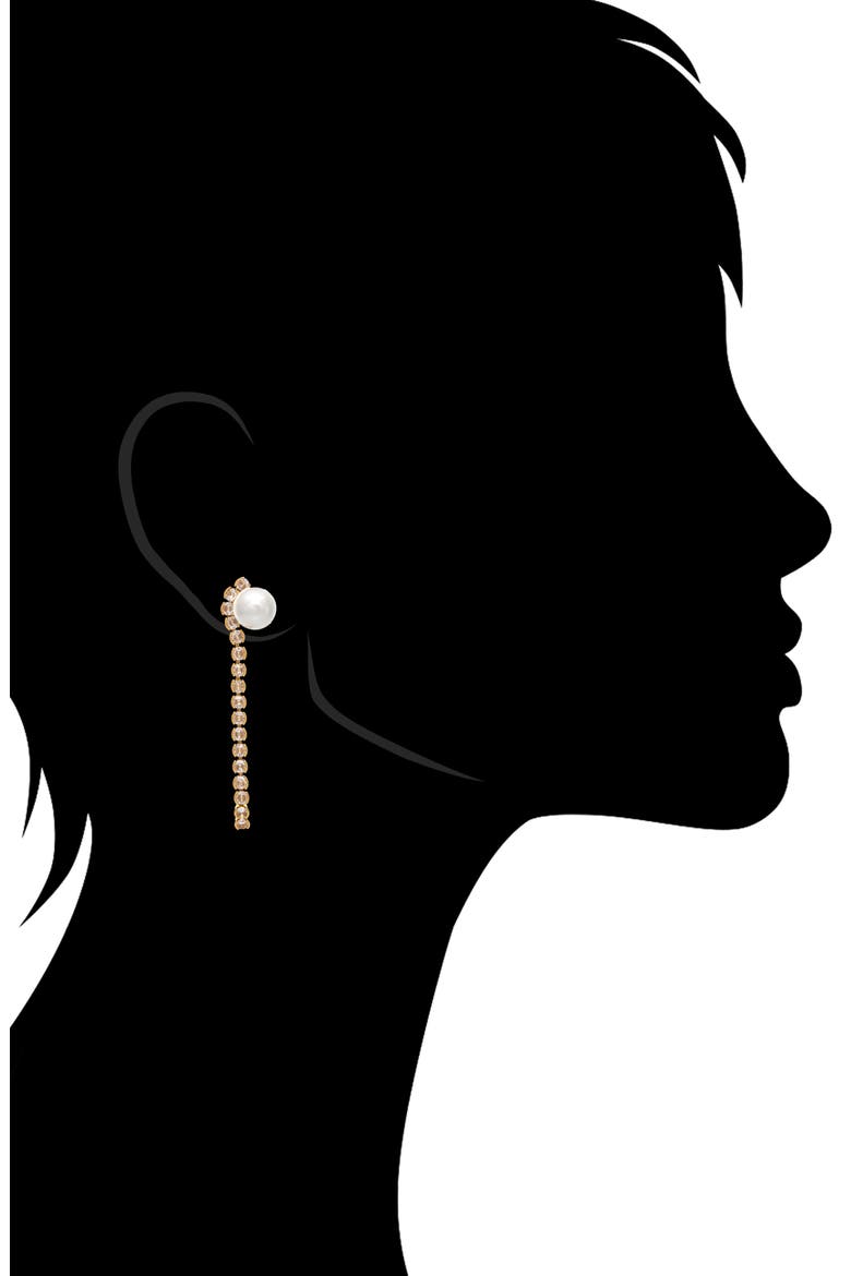 Imitation Pearl & Cubic Zirconia Line Drop Earrings, Alternate, color, PEARL