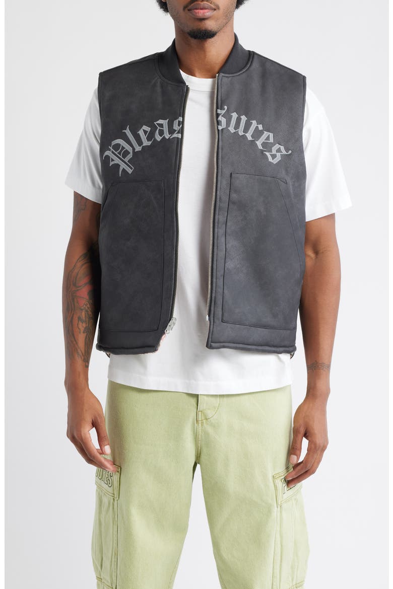 Horns Reversible Faux Leather Vest, Main, color, RED / BLACK