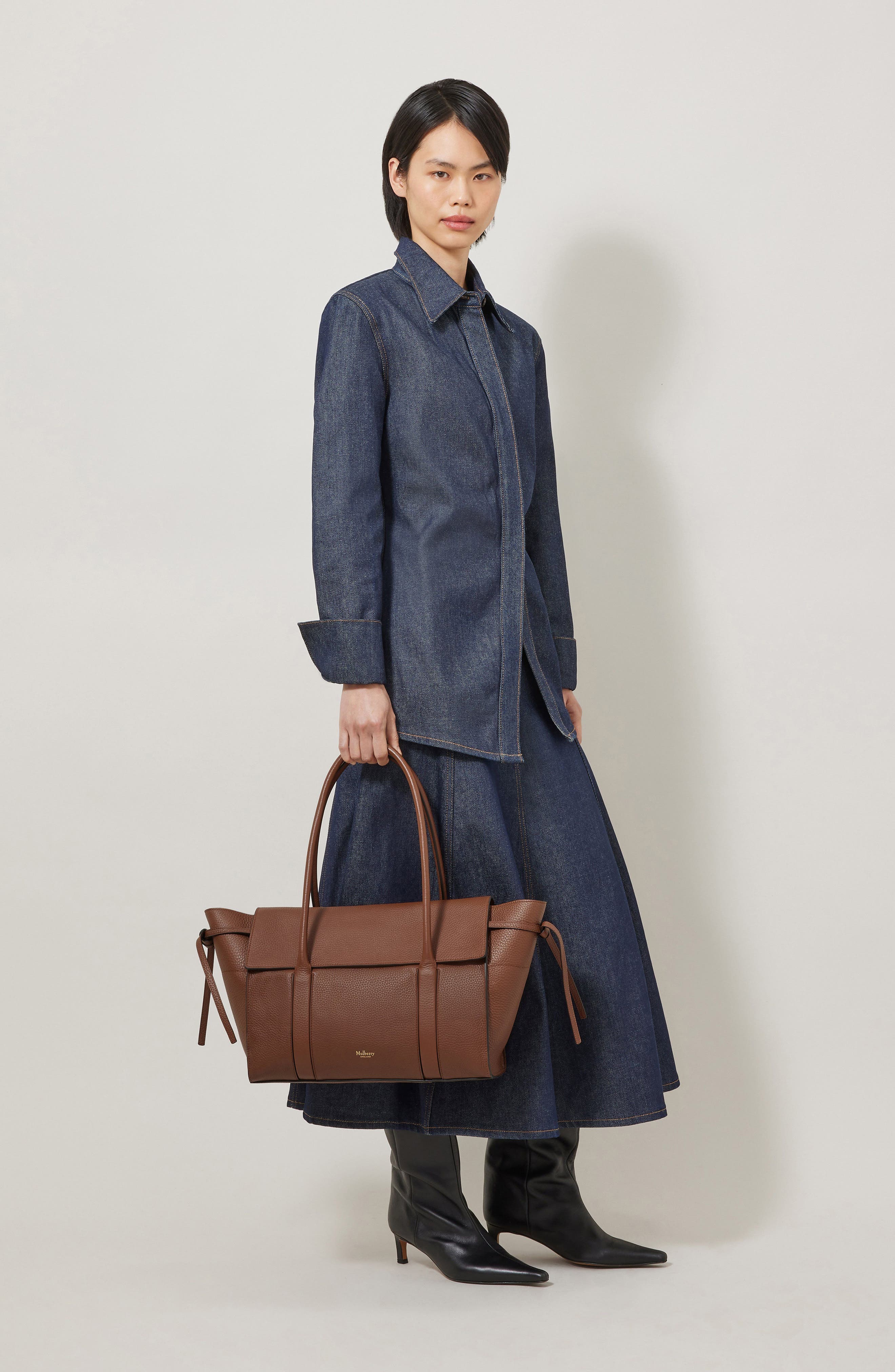 Mulberry Medium Soft Bayswater Grained Leather Satchel, Alternate, color, Bright Oak