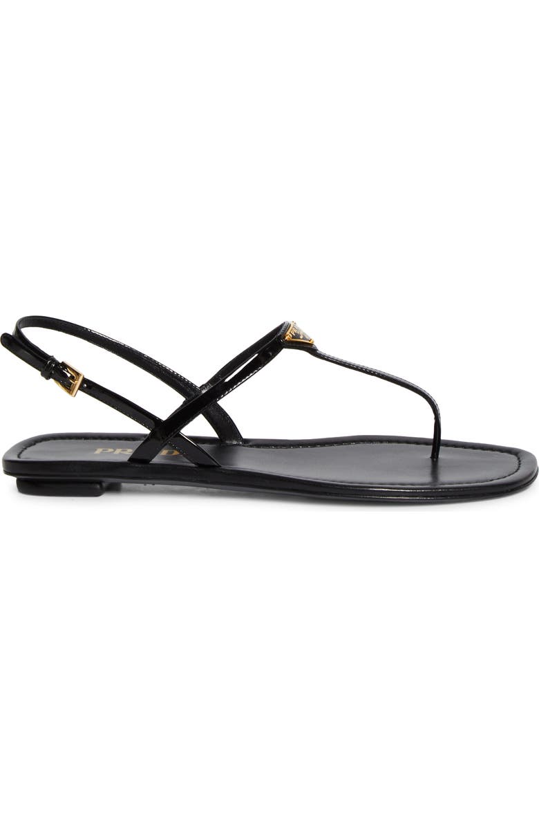 Prada Triangle Logo Sandal, Alternate, color, Nero