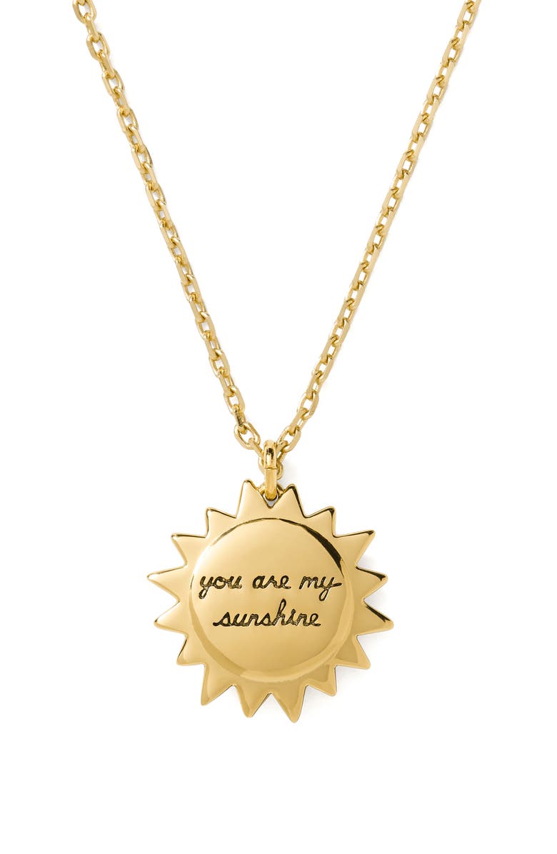 Kate Spade New York you are my sunshine pendant necklace, Main, color, Clear/ Gold.