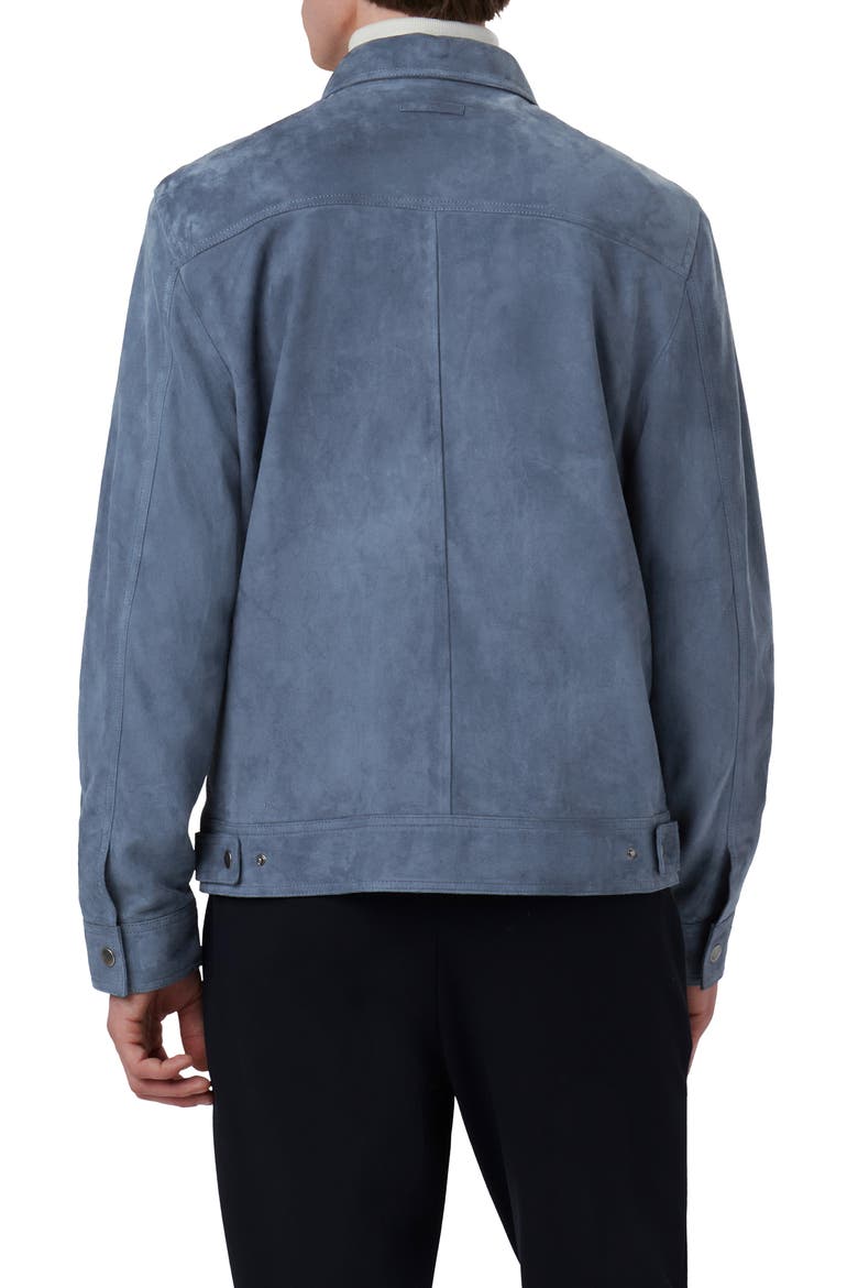 Suede Zip Bomber Jacket, Alternate, color, COBALT