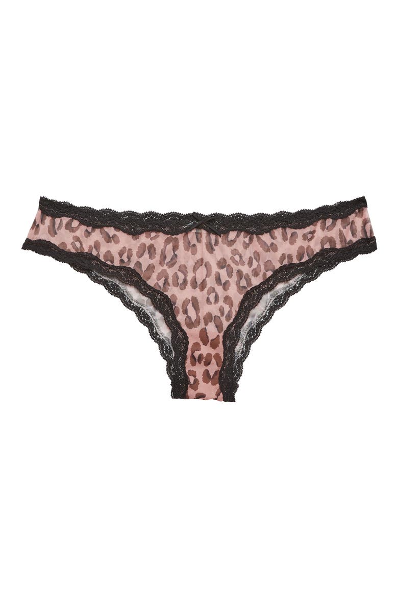 Printed Sheer Tulle Bikini Cut Briefs, Alternate, color, LEOPARD PRINT